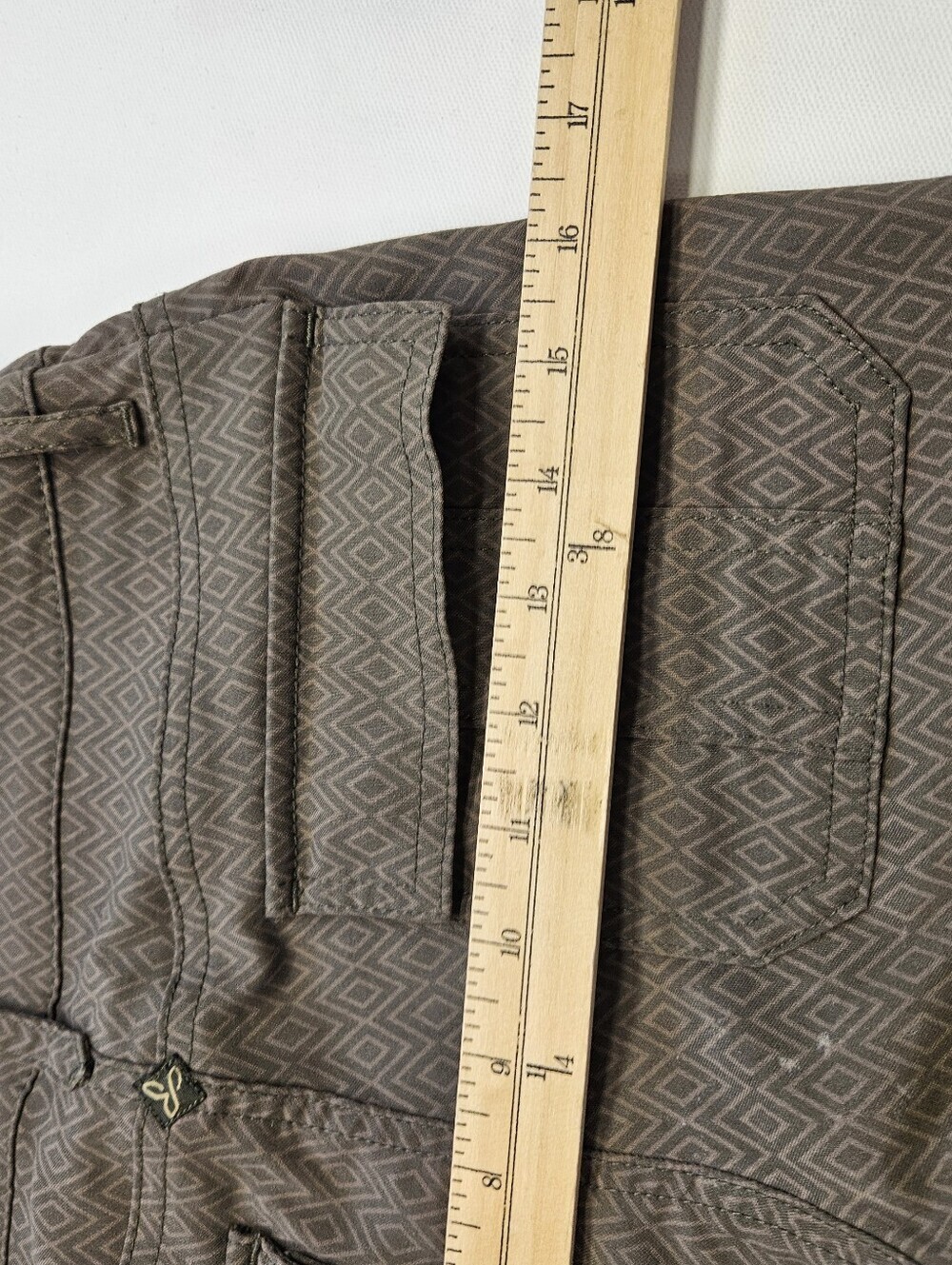 Prana Meme Pants  Women’s Size 4 Green Gray Outdoors Cargo Diamond Print - Picture 11 of 12